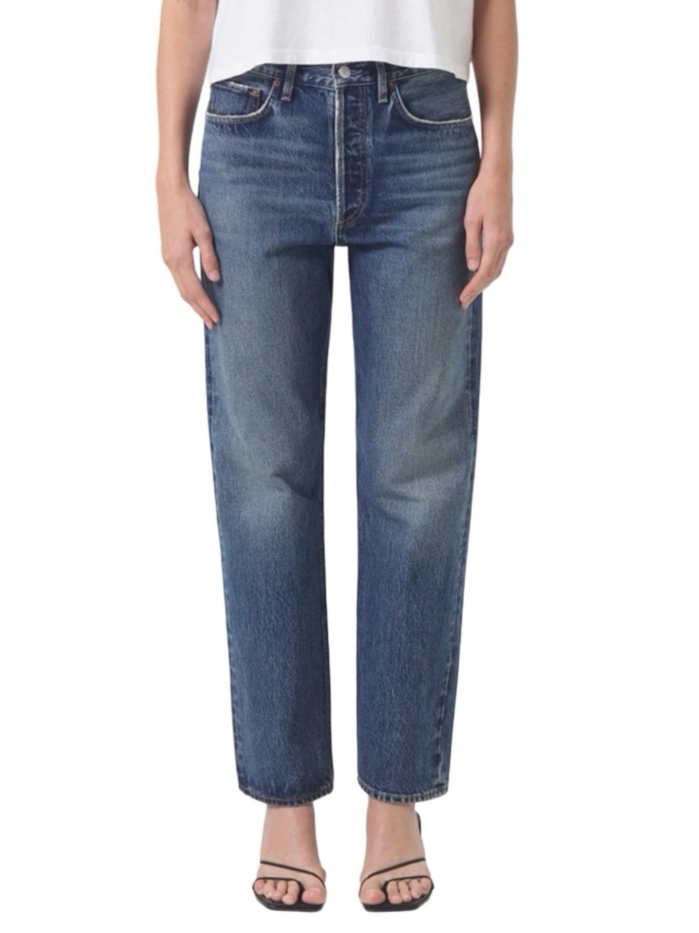 AGOLDE 90s Mid Rise Loose Straight Leg Denim Jeans in Imagine Wash Size 30